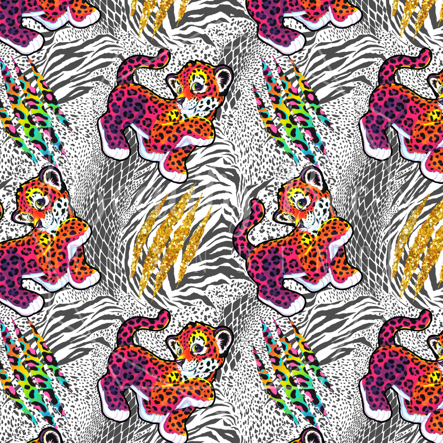 Tiger Queen Exotic White SEAMLESS PATTERN