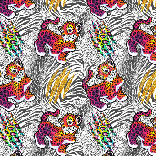 Tiger Queen Exotic White SEAMLESS PATTERN