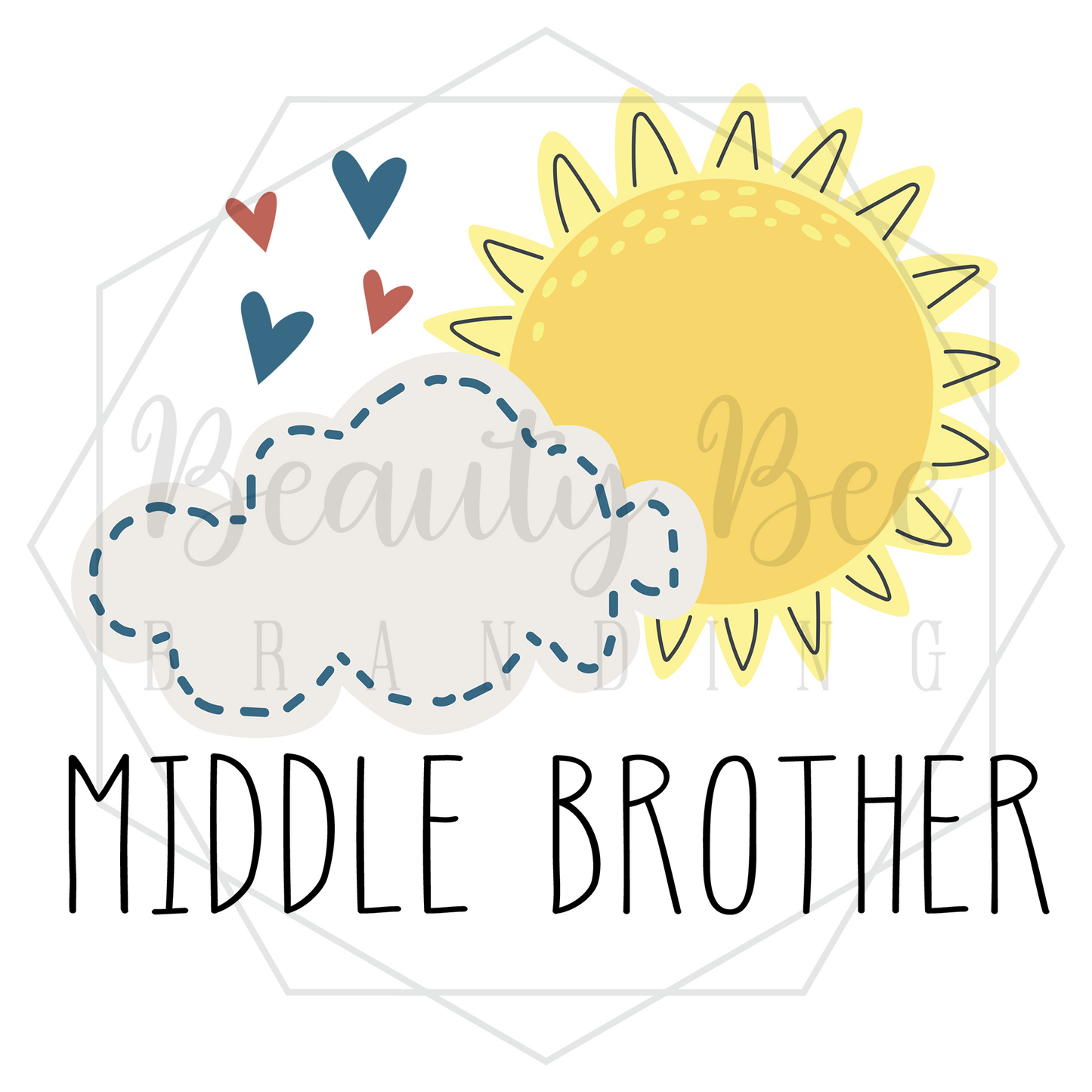 Middle Brother Sun DIGITAL DECAL - Sublimation and Print & Cut Files