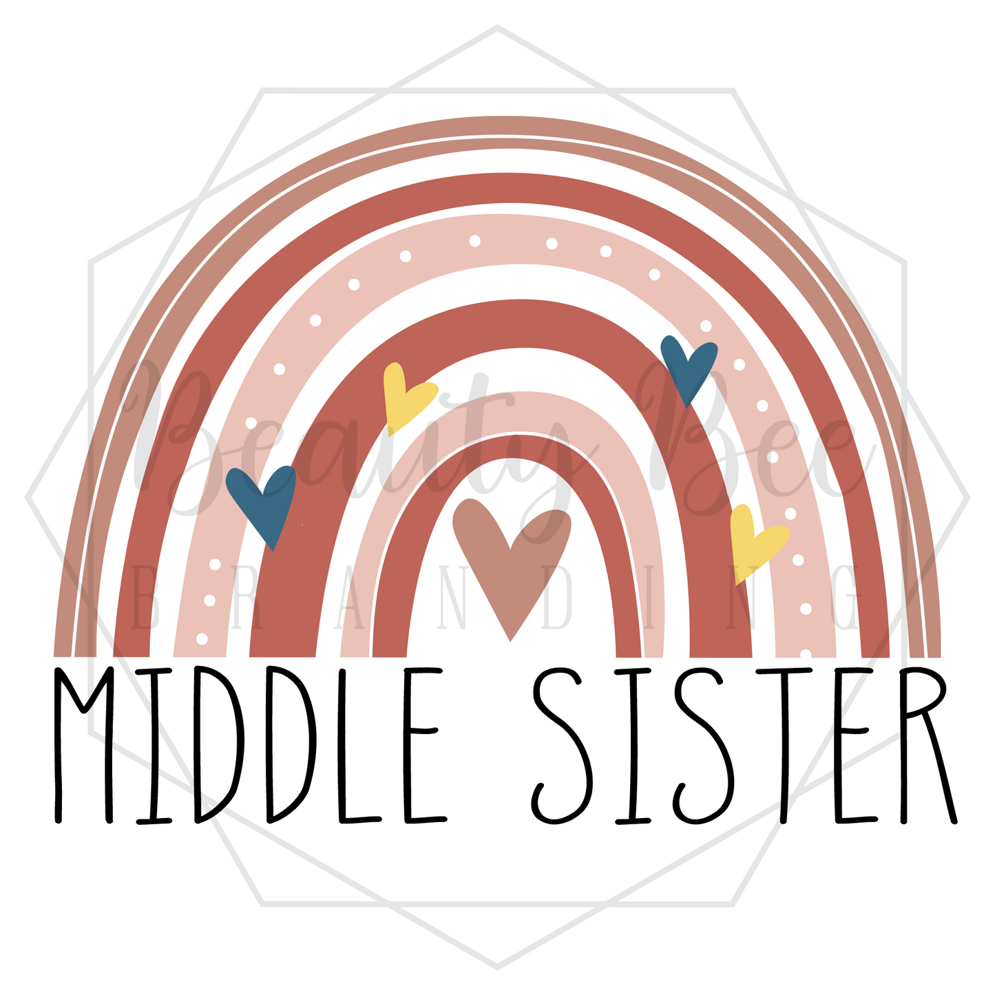 Middle Sister Rainbow DIGITAL DECAL - Sublimation and Print & Cut Files