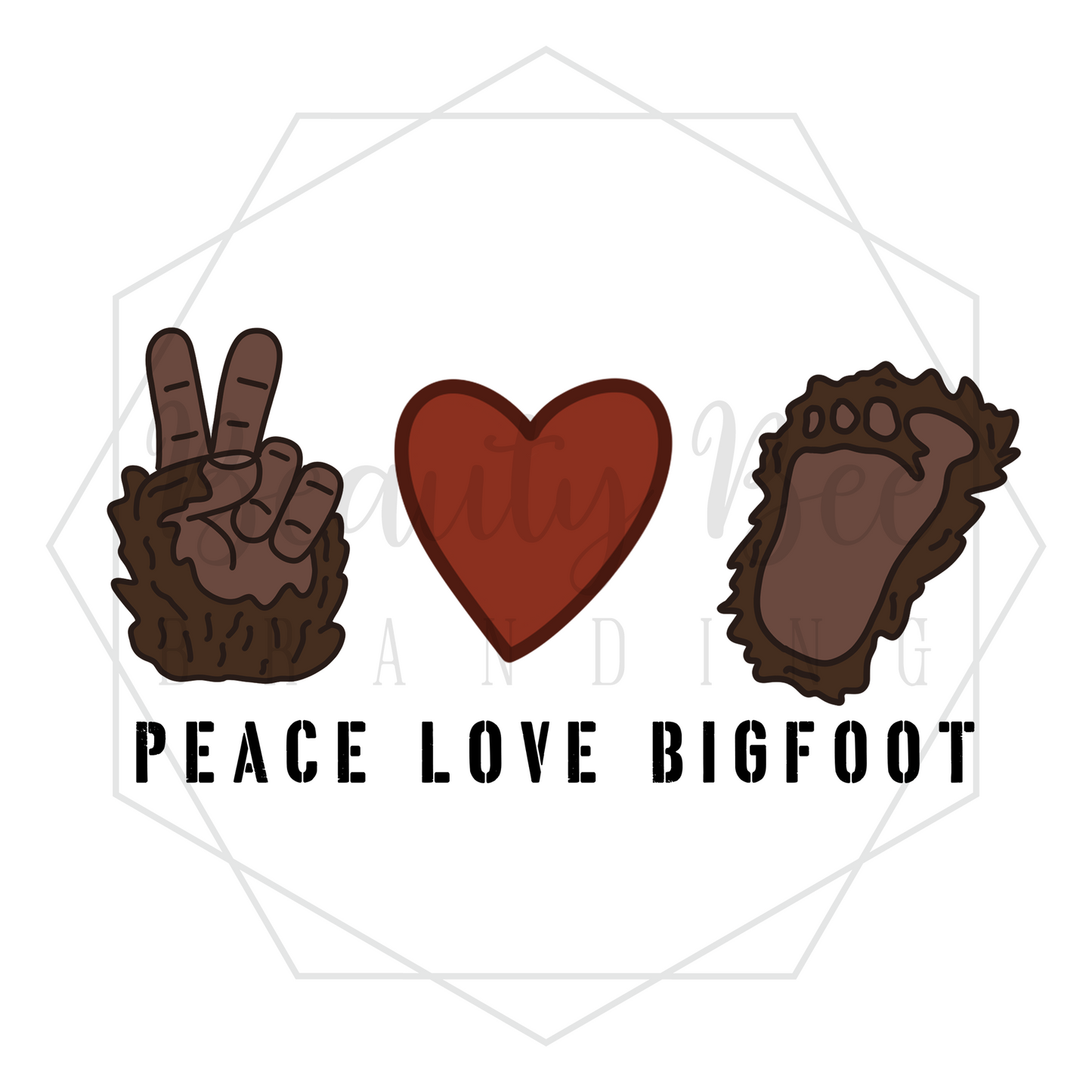 Bigfoot Crossing Peace Love Bigfoot DIGITAL DECAL - Sublimation and Print & Cut Files