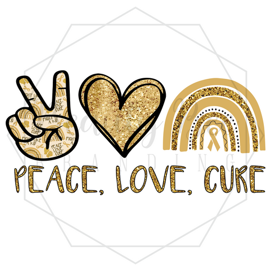 Peace, Love, Cure Glitter DIGITAL DECAL - Sublimation and Print & Cut Files