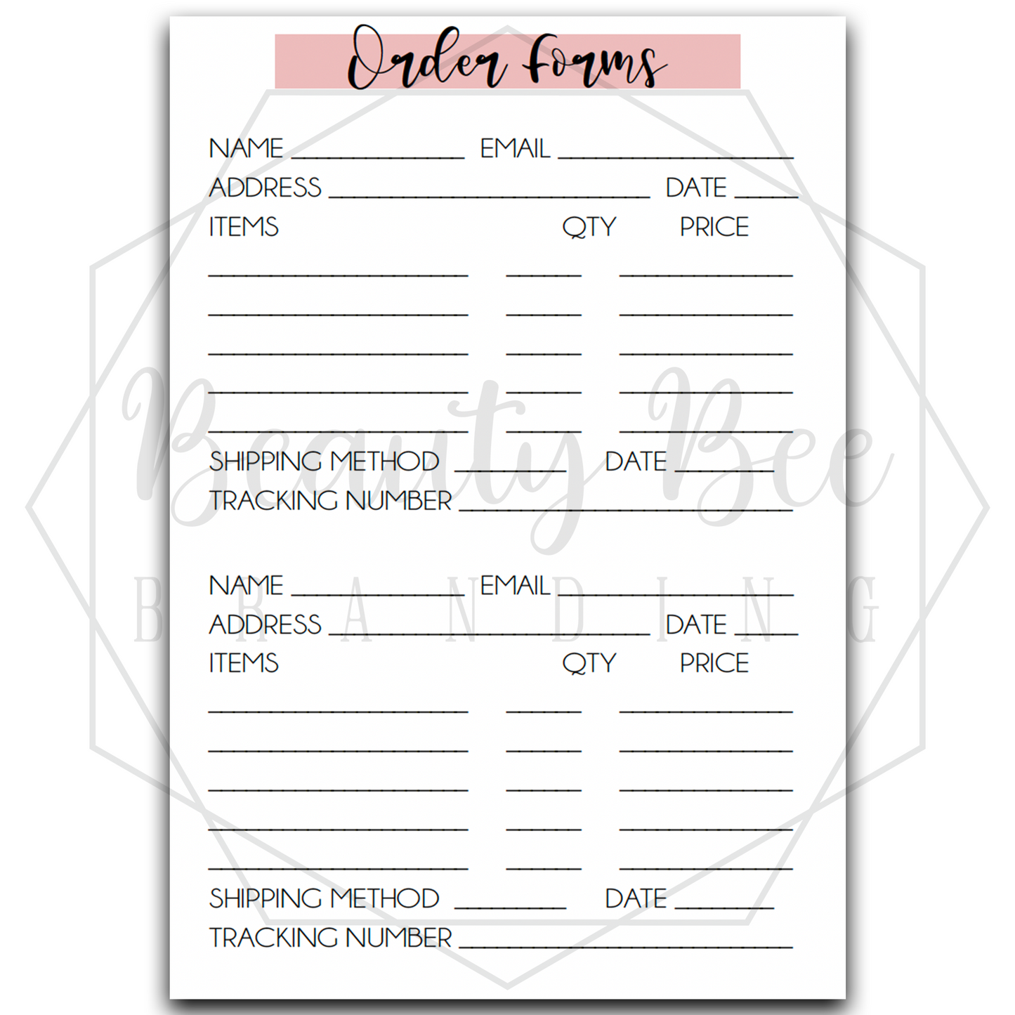 Planner Inserts - Order Forms