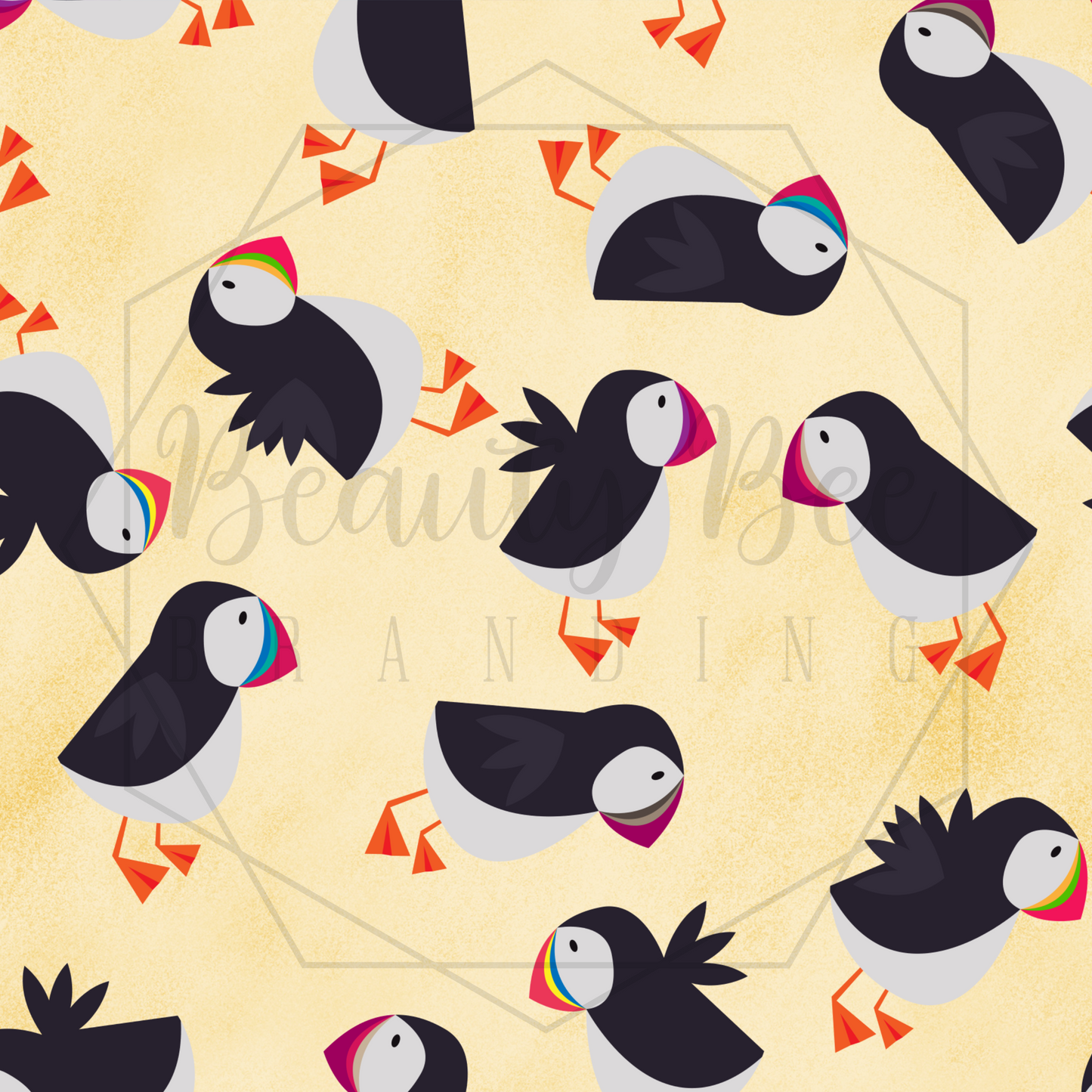 Puffins Yellow SEAMLESS PATTERN