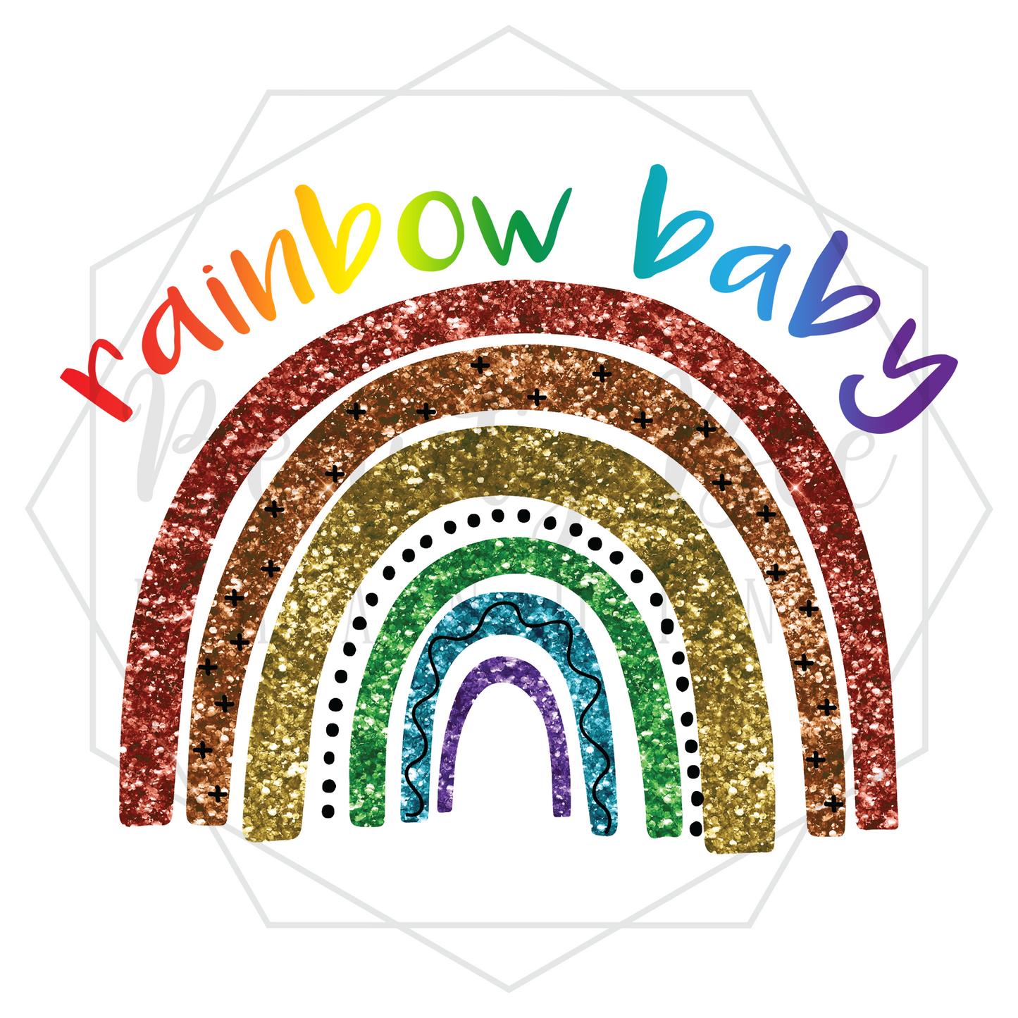 Rainbow Baby Glitter DIGITAL DECAL - Sublimation and Print & Cut Files