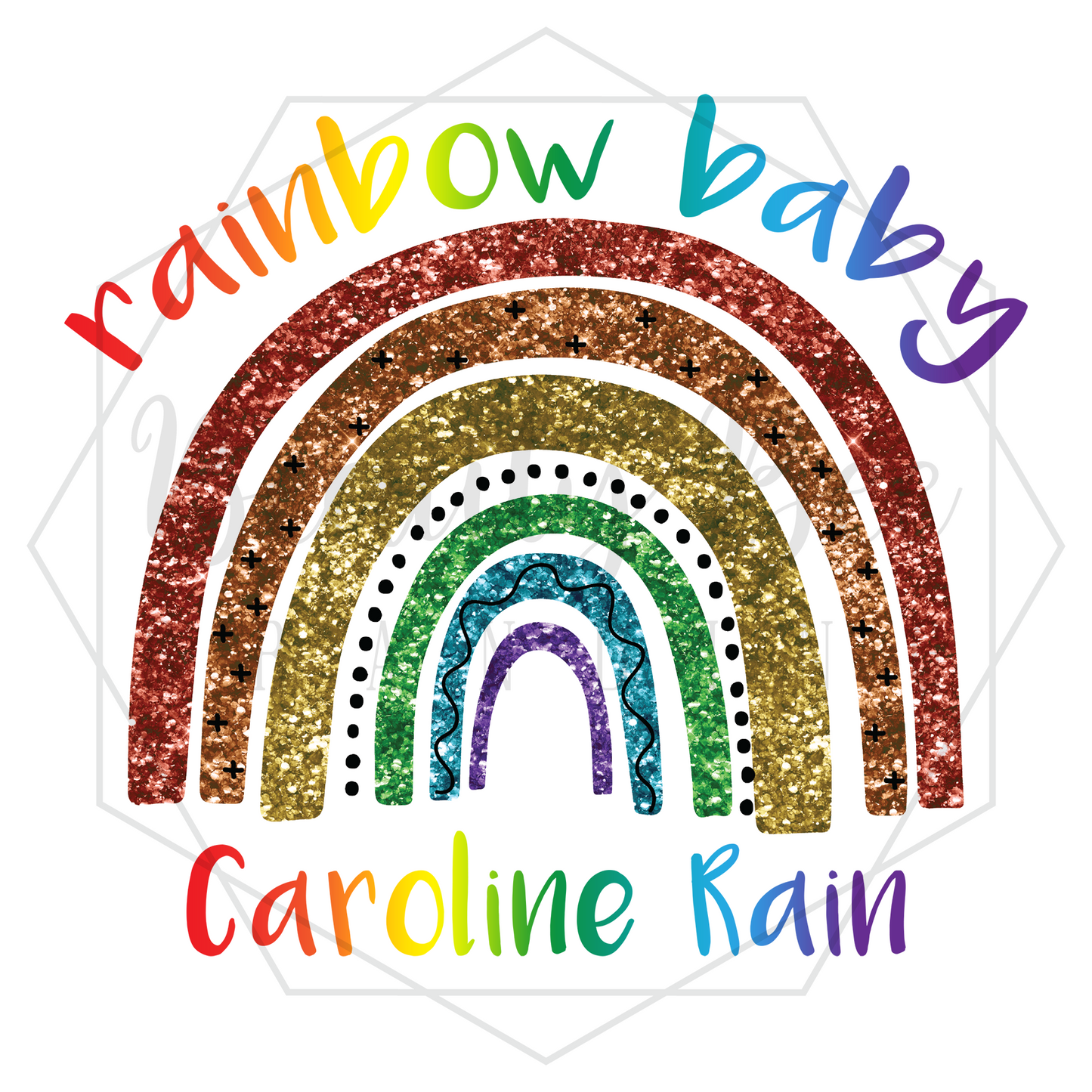 Rainbow Baby Glitter Customized DIGITAL DECAL - Sublimation and Print & Cut Files