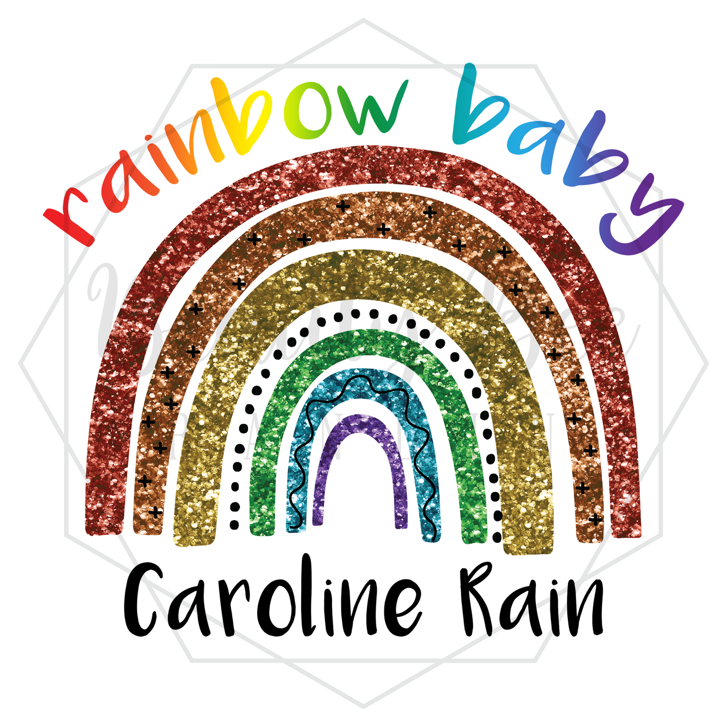 Rainbow Baby Glitter Customized DIGITAL DECAL - Sublimation and Print & Cut Files