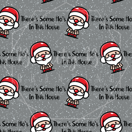 Santa Ho's In This House Grey SEAMLESS PATTERN