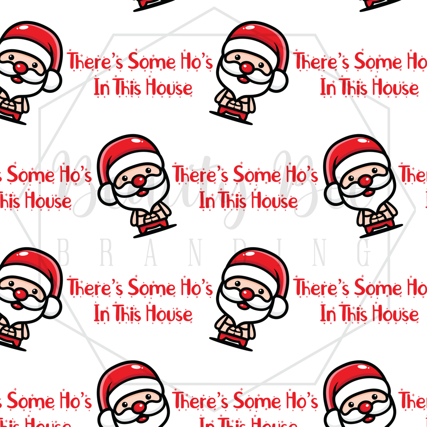 Santa Ho's In This House White SEAMLESS PATTERN