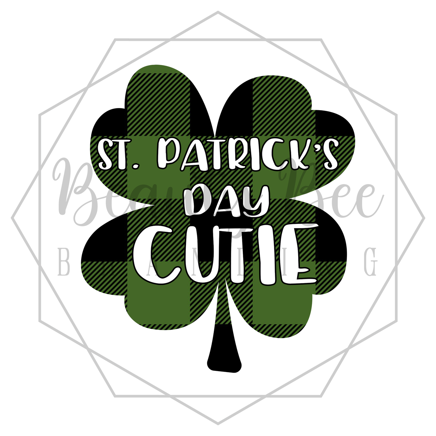 Green Plaid Clover St. Patrick's Day Cutie - Sublimation and Print & Cut Files