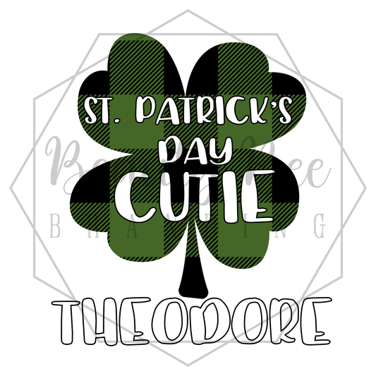 Green Plaid Clover St. Patrick's Day Cutie Customized DIGITAL DECAL - Sublimation and Print & Cut Files