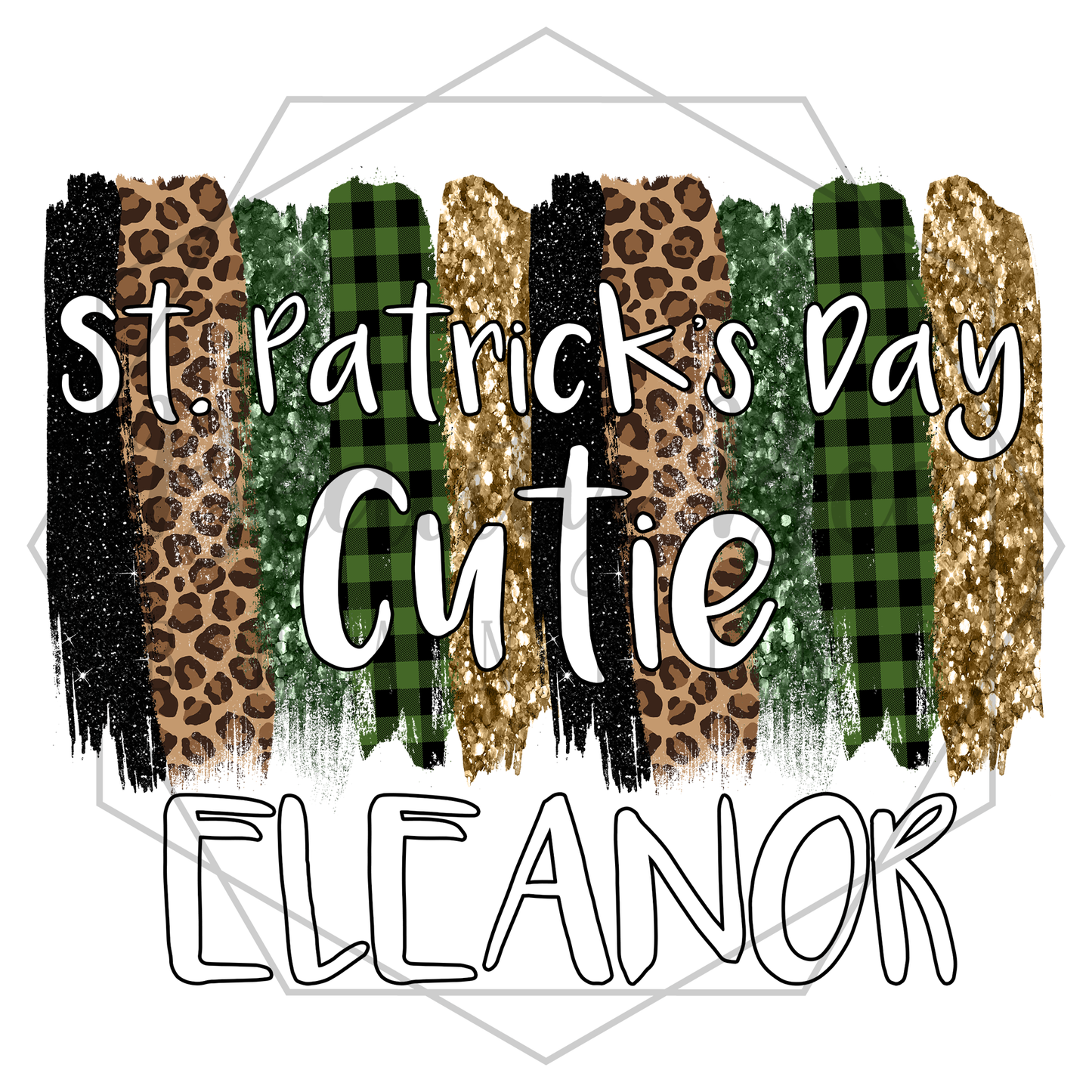 Green Leopard St. Patrick's Day Cutie Customized DIGITAL DECAL - Sublimation and Print & Cut Files
