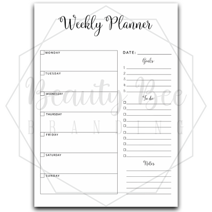 Weekly Planner Tear Off Pad