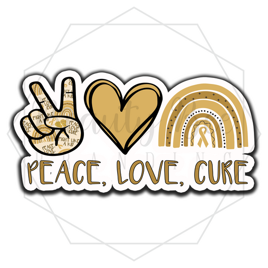 Peace, Love, Cure XL Individual Sticker