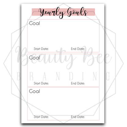 Planner Inserts - Yearly Goals