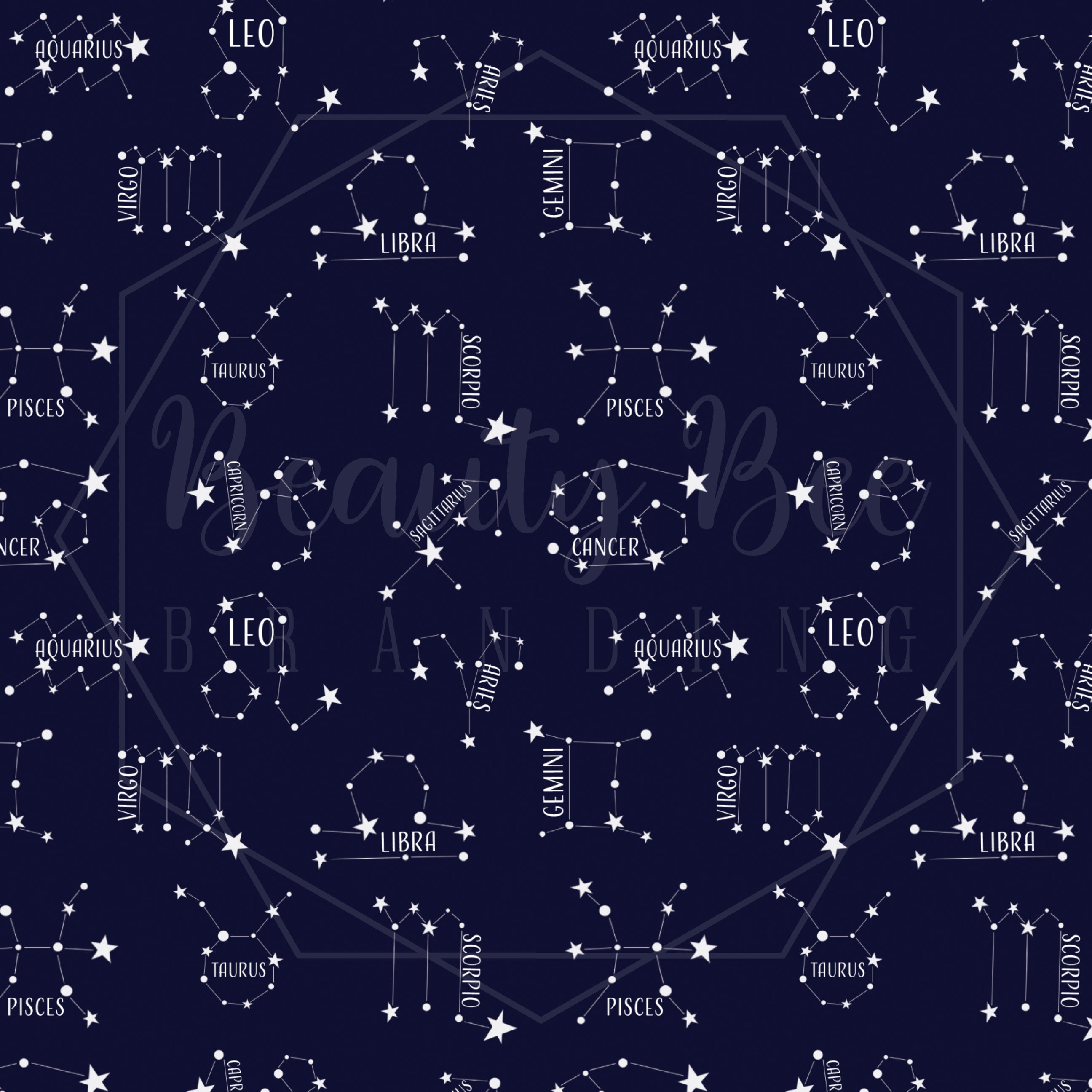 Zodiac Constellation Names SEAMLESS PATTERN