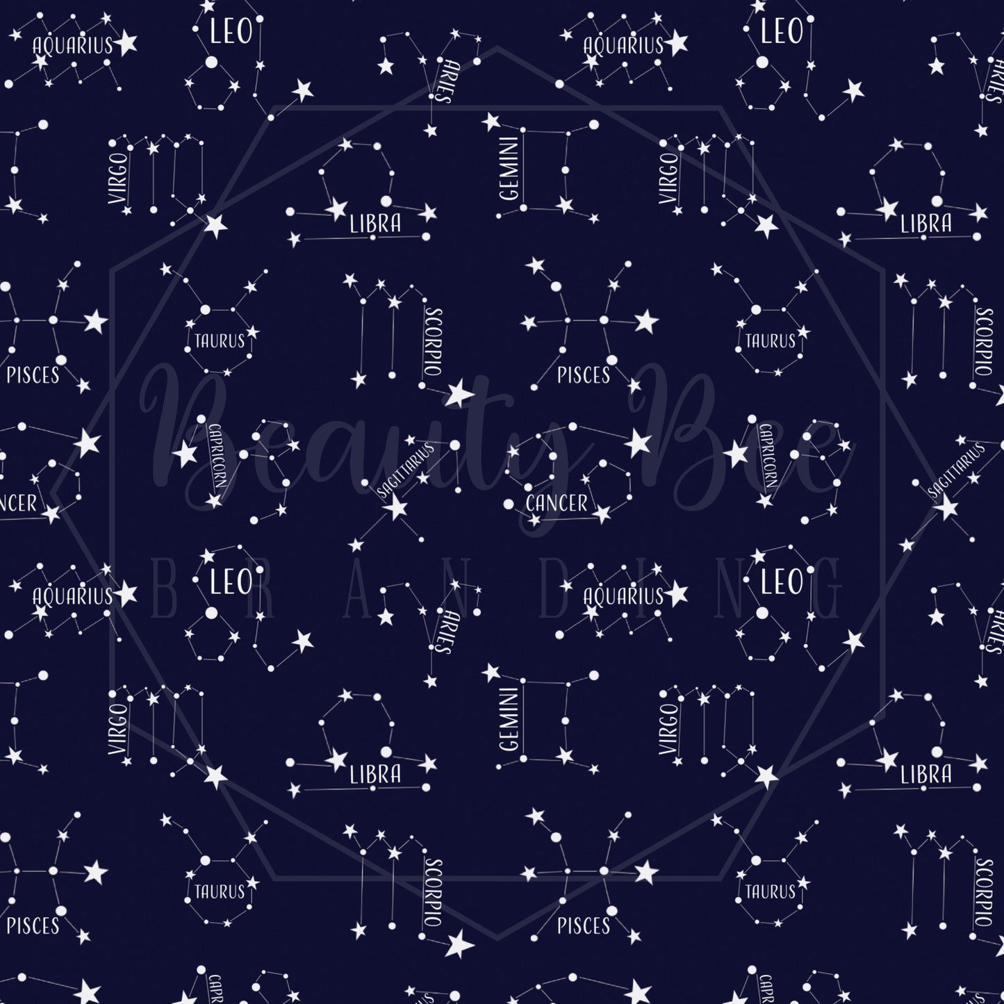 Zodiac Constellation Names SEAMLESS PATTERN